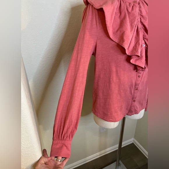 Boden 100%‎ cotton ruffle front blouse dusty rose size 6R - Picture 5 of 11